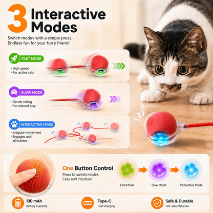 Pelota interactiva recargable para gatos